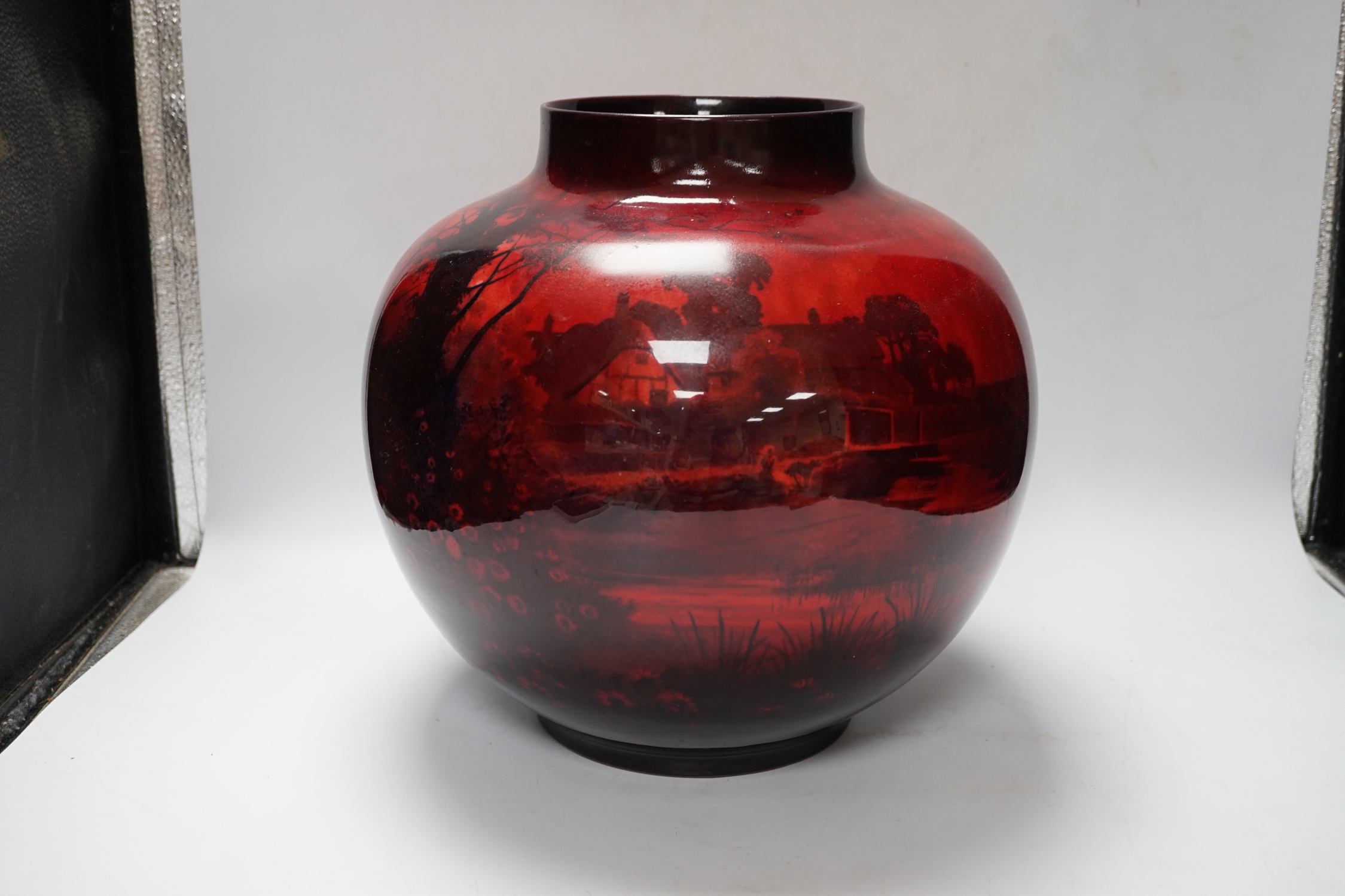 A large Royal Doulton flambé vase, 29cm